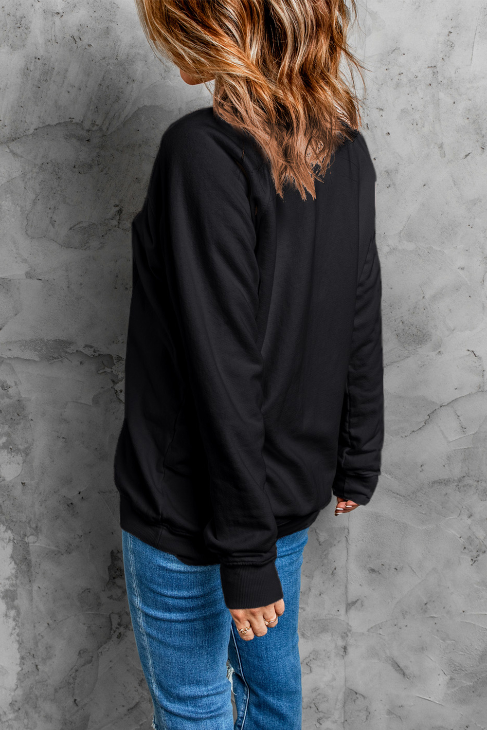 Black COOL AUNT Embroidered Letter Graphic Sweatshirt - loveforevers