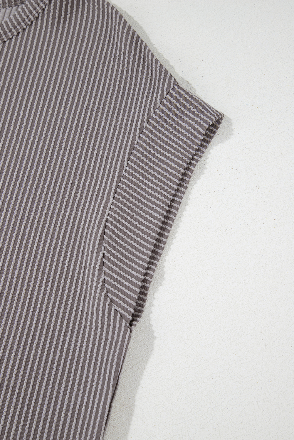 Gray Twisted Rib Wide Sleeve Crew Neck T Shirt - loveforevers