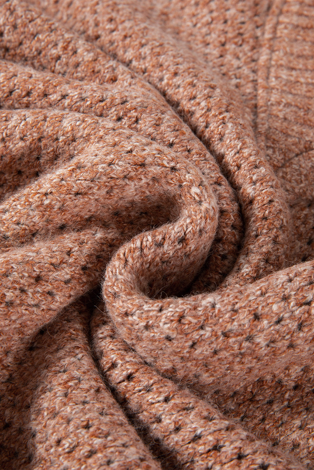 Parchment Loose Eyelet V Neck Drop Shoulder Sweater - loveforevers