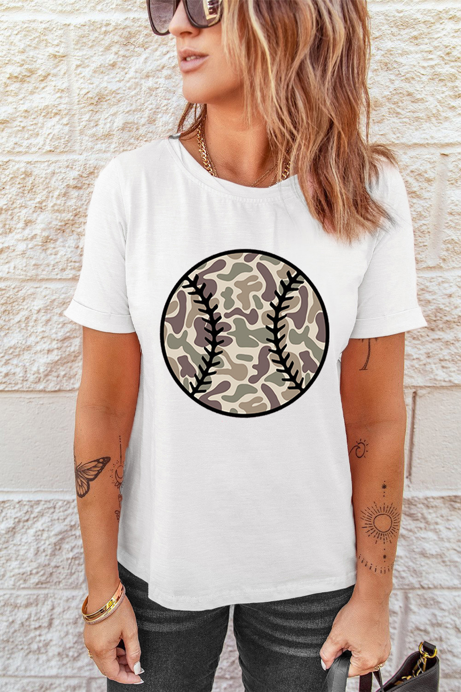 Pink Camouflage Baseball Dropped Shoulder Sweatshirt - loveforevers