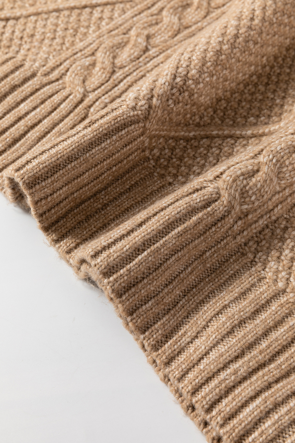 Parchment Cable Knit Drop Shoulder Loose Fit Sweater Dress - loveforevers