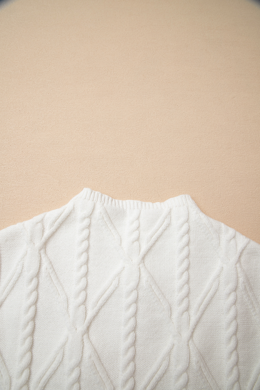 White Pearled High Neck Textured Knit Sweater Vest - loveforevers