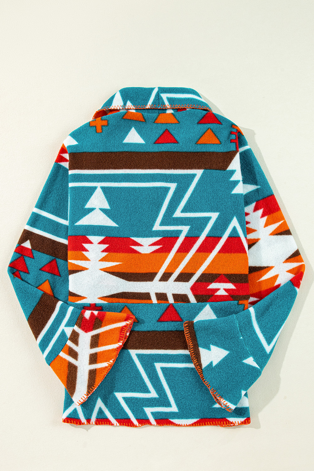 Sky Blue Aztec Printed Lapel Bell Sleeve Jacket - loveforevers
