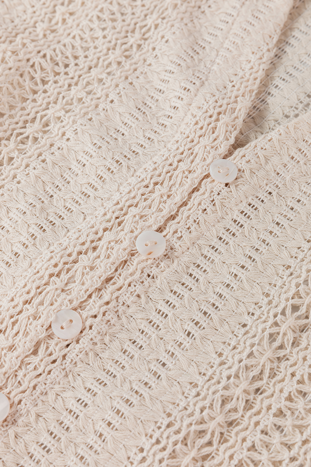 White Lace Hollow out Puff Sleeve Button up Shirt - loveforevers