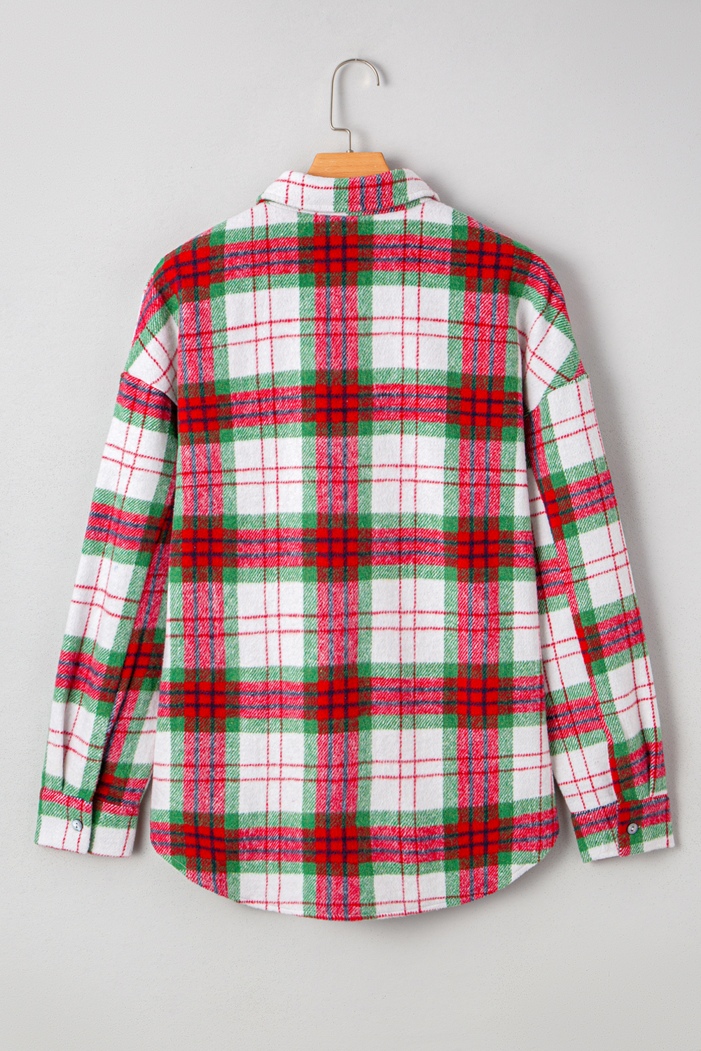Red Christmas Plaid Casual Flannel Shacket - loveforevers