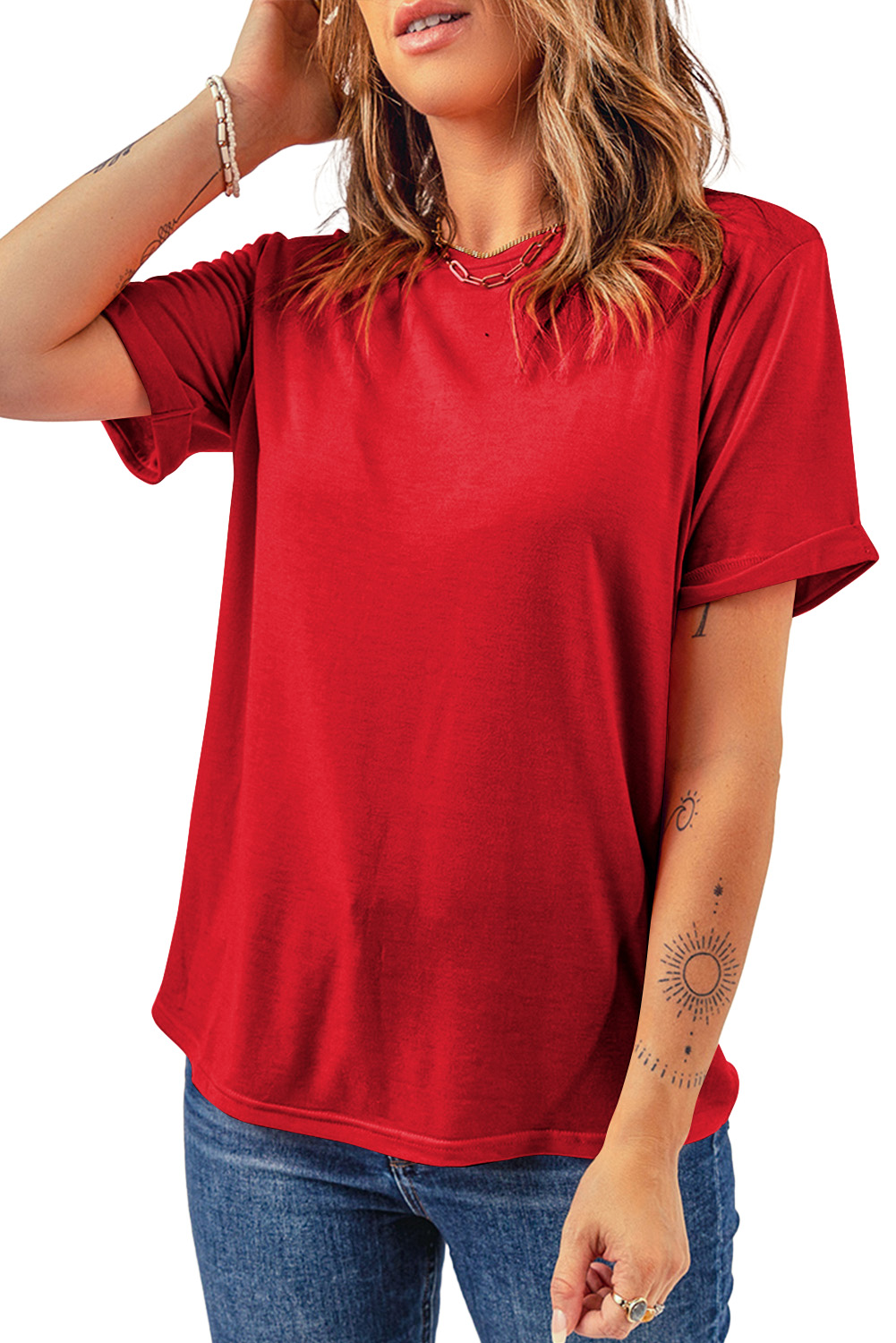 Khaki Casual Plain Crew Neck Tee - loveforevers