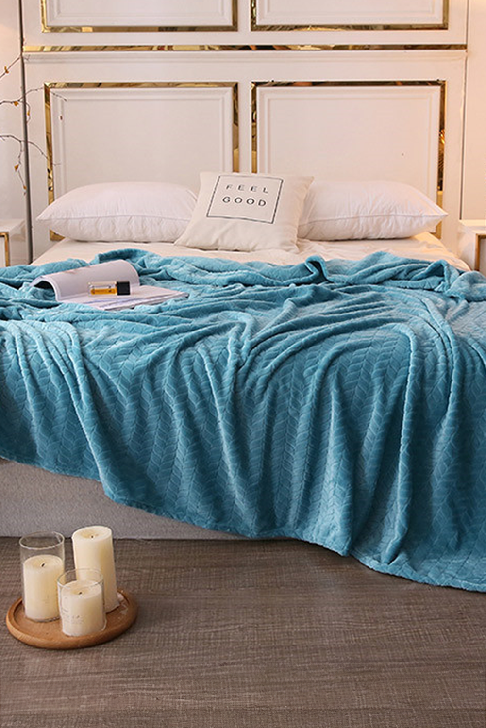 Light Pink Textured Soft Fleece Large Throw Blanket - loveforevers