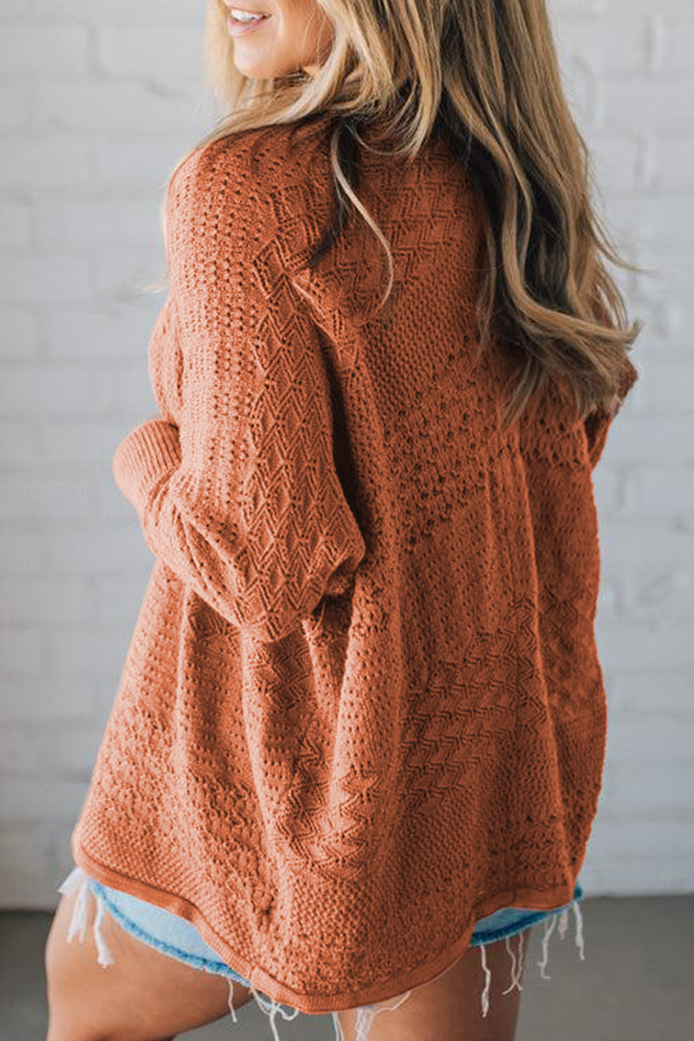 Redwood Burl Mixed Pattern Knitted Open Front Plus Cardigan - loveforevers
