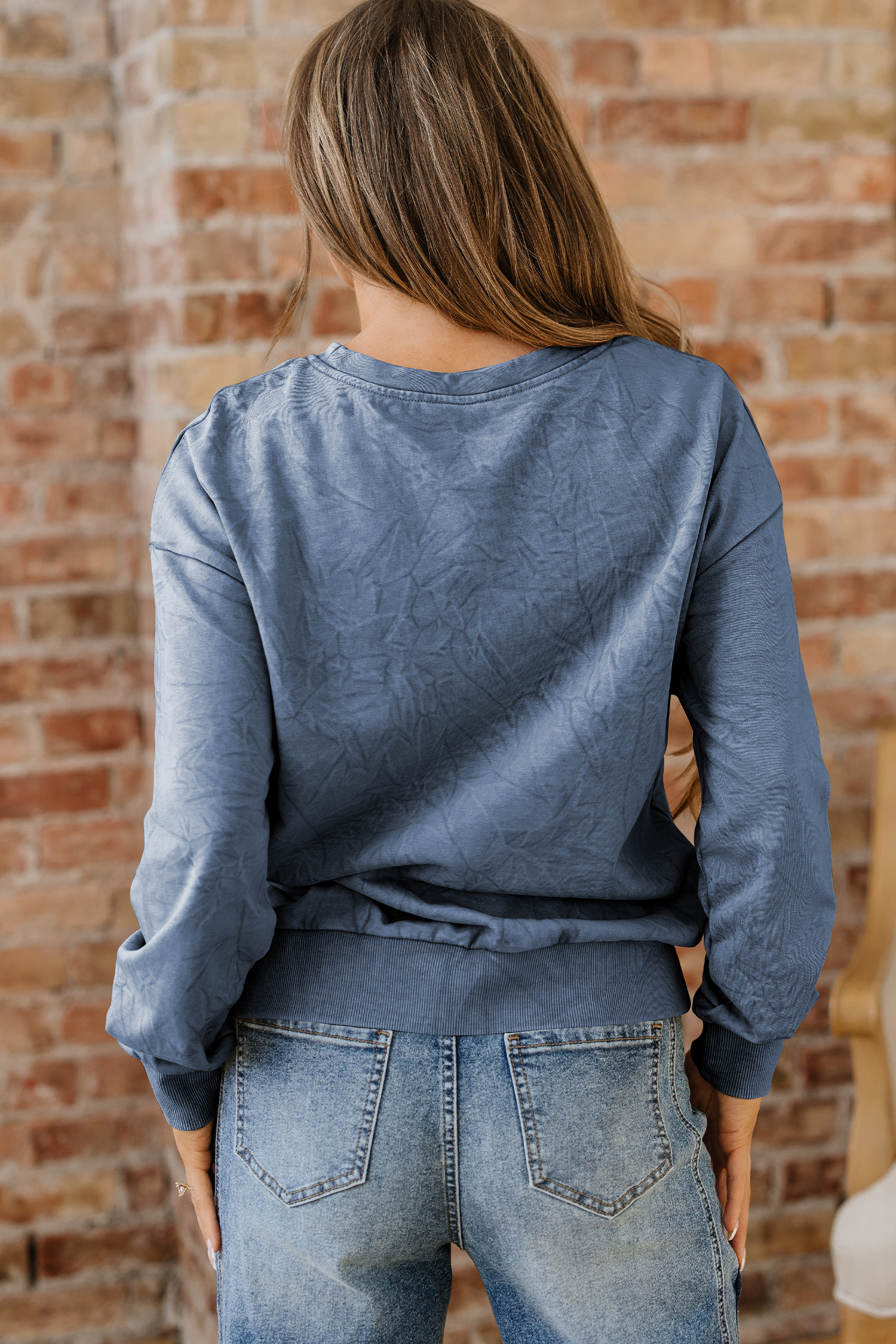 DUNE saved by grace Letter Embroidery Mineral Wash Loose Sweatshirt - loveforevers