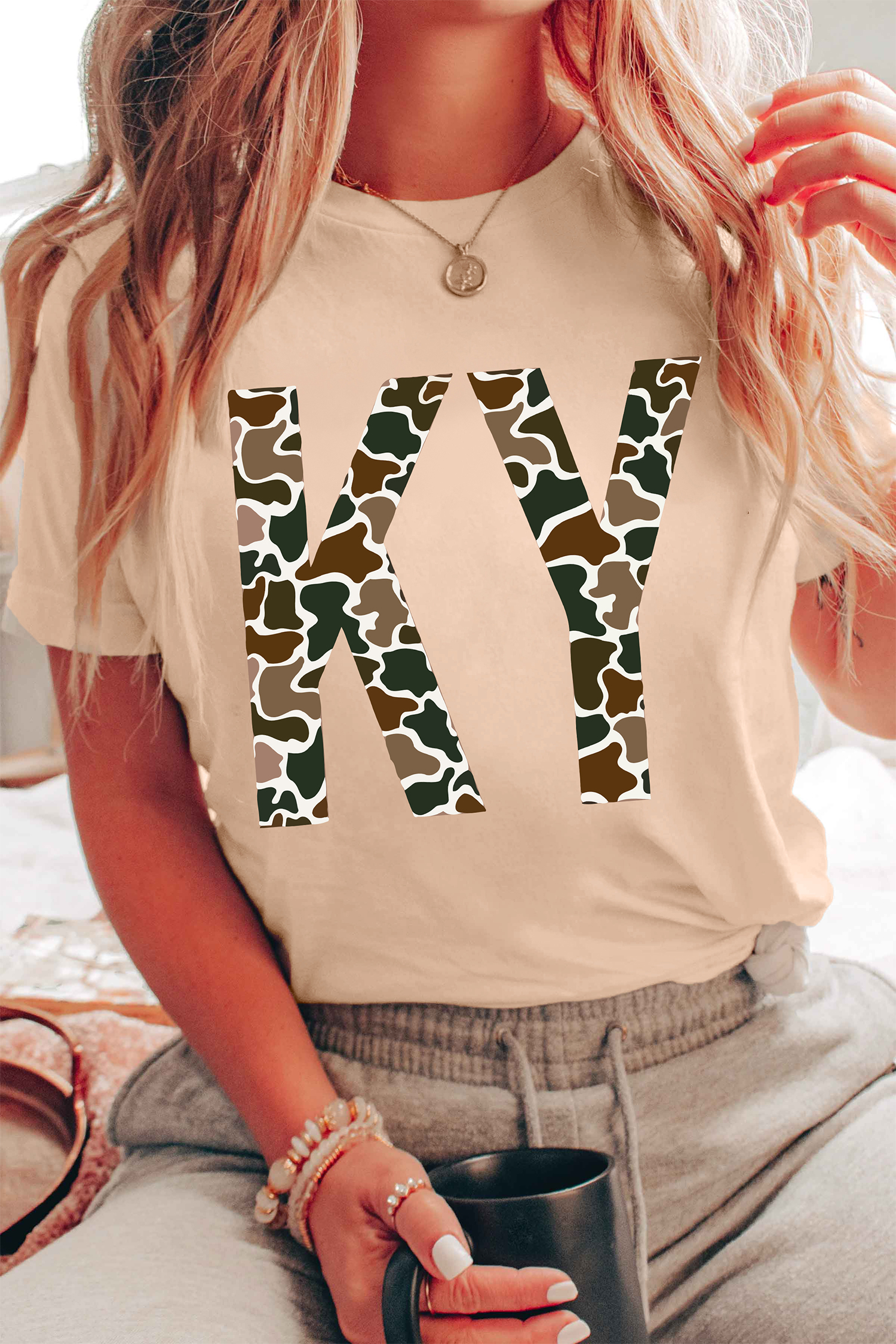 Green Camouflage KENTUCKY Crew Neck Summer Top - loveforevers