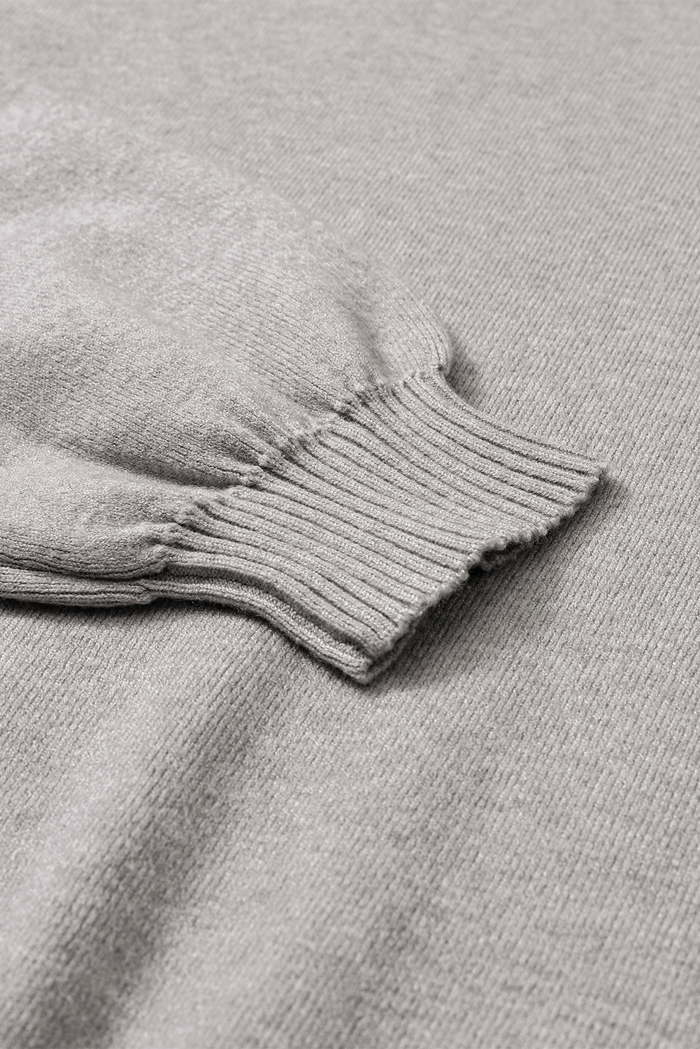 Gray Turtleneck Drop Shoulder Bubble Sleeve Knit Sweater - loveforevers