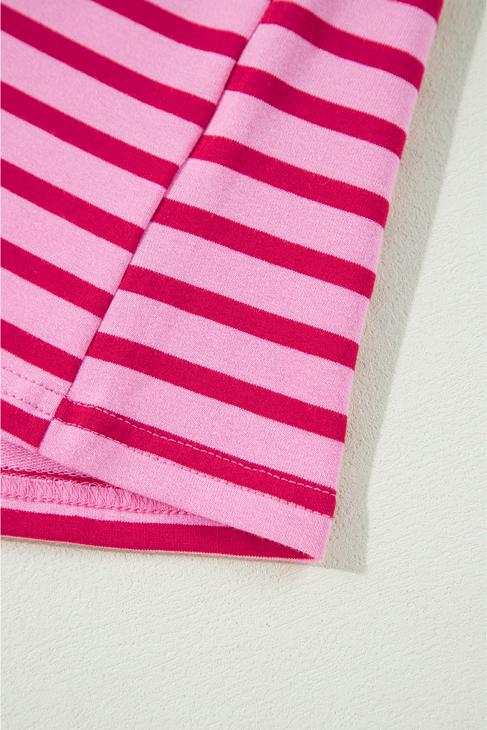 Sachet Pink Striped Print Crew Neck Drop Shoulder Sweatshirt - loveforevers