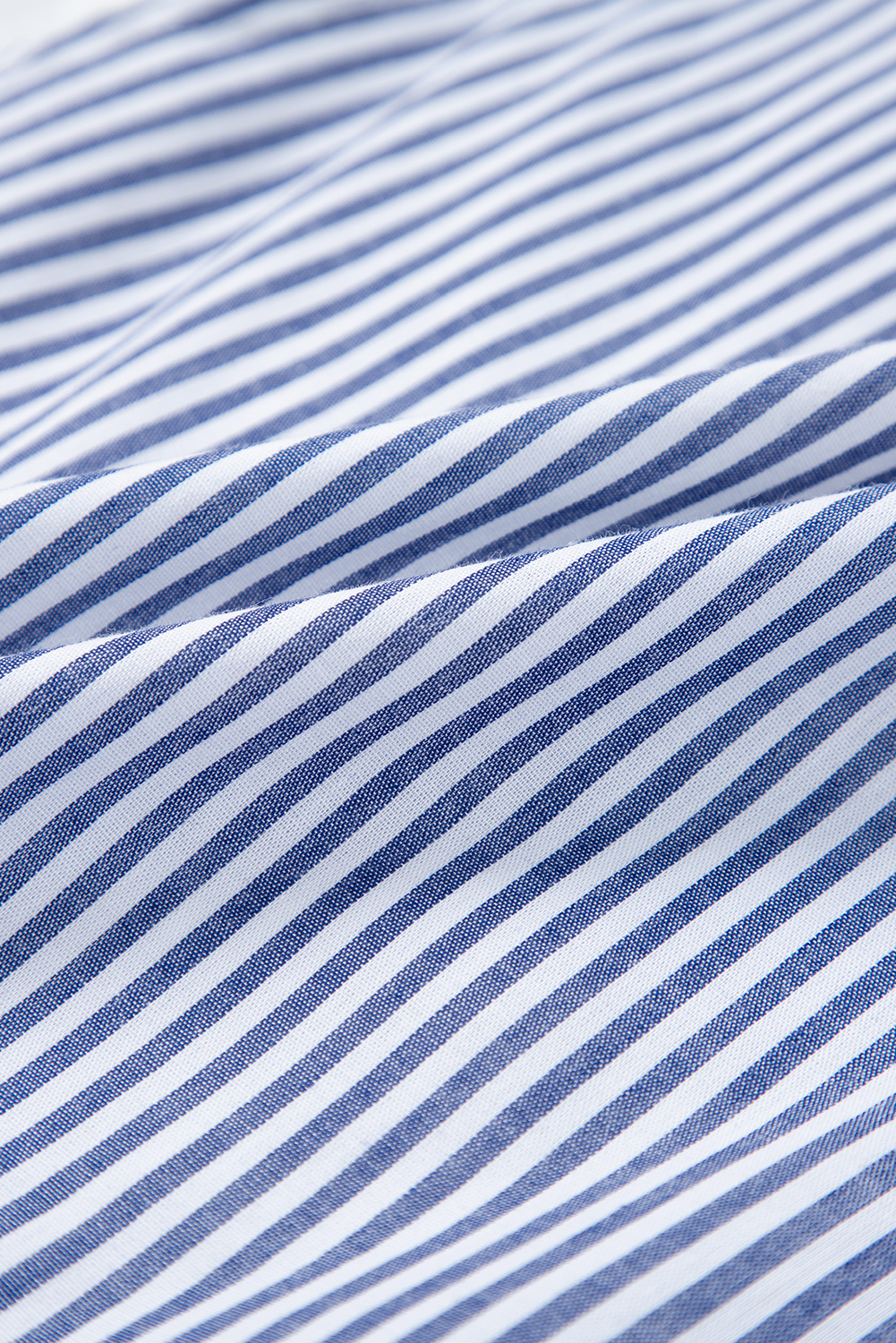 Blue Stripe Sleeveless Notched V Neck Contrast Ric Rac Mini Dress - loveforevers