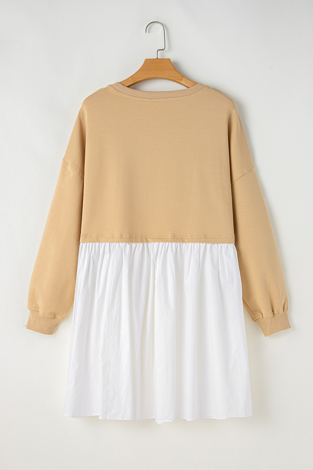 Pale Khaki Sweatshirt Poplin Mini Dress - loveforevers