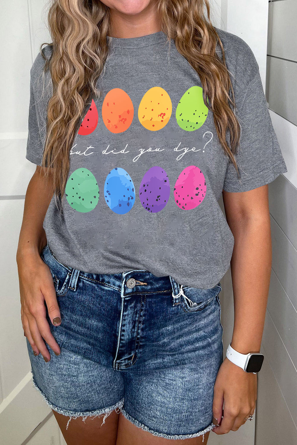 White Rabbit Bow Knot Print Crew Neck T Shirt - loveforevers