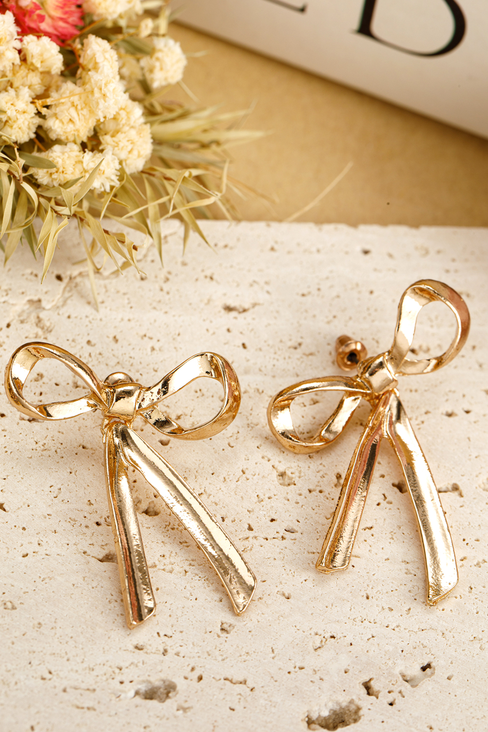 Gold Bow Knot Plated Alloy Stud Earrings - loveforevers