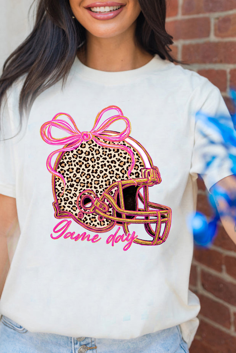 White Leopard Game Day Helmet Customized Graphic Tee - loveforevers