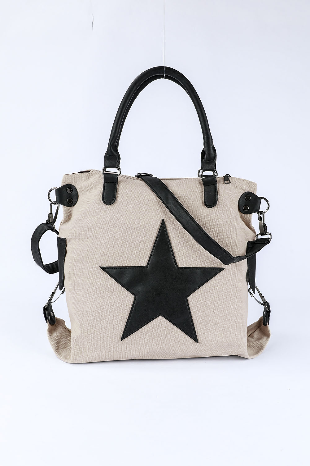 Beige Casual Five-pointed Star Canvas Tote Bag - loveforevers