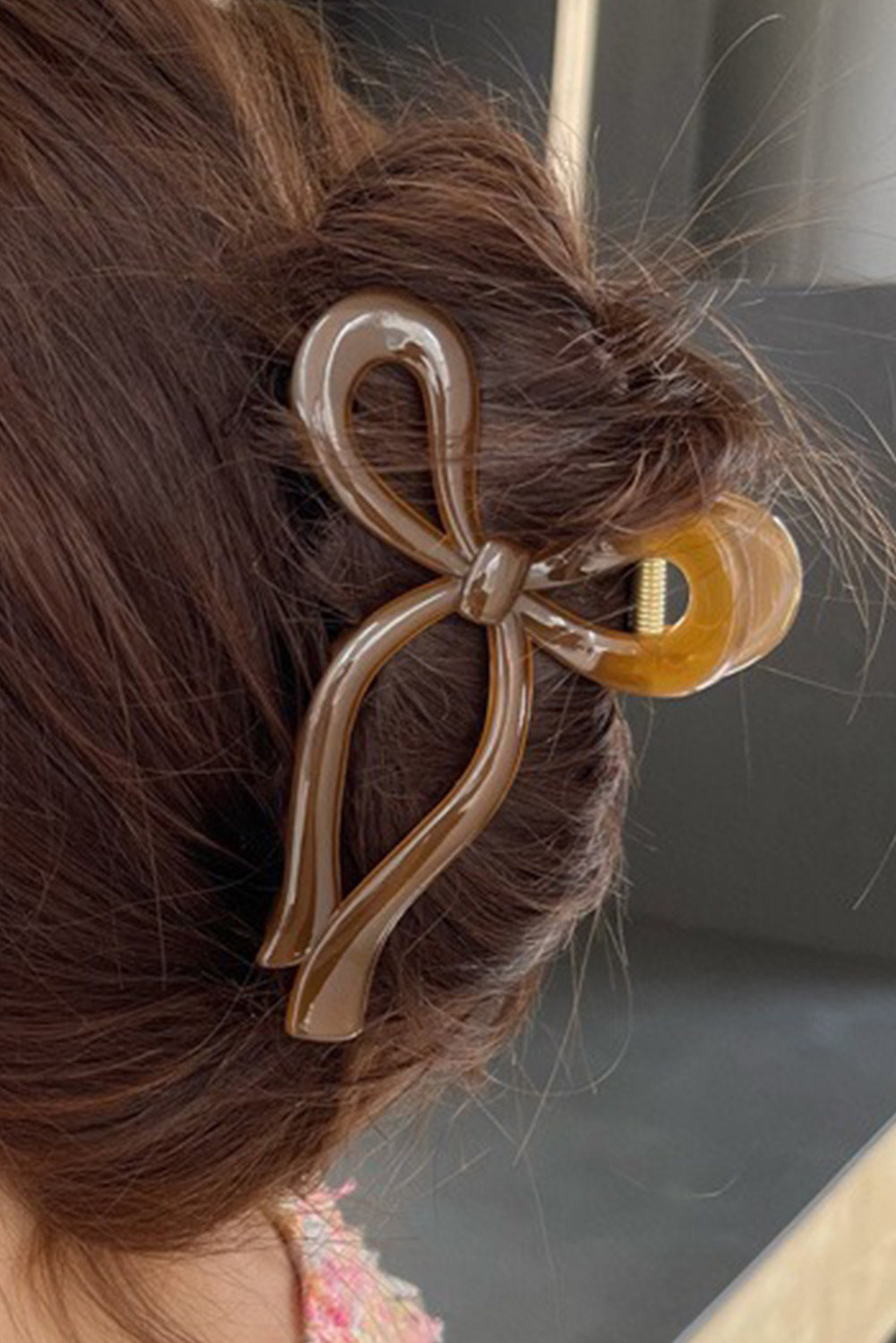 Coffee Long Tail Bow Knot Shape Claw Clip - loveforevers