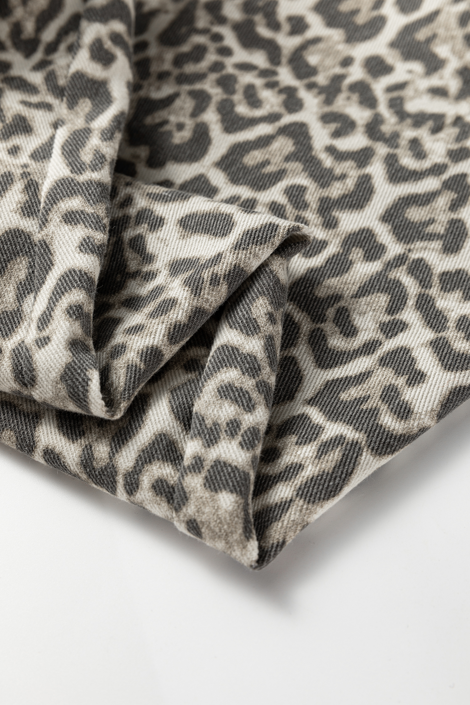 Brown Leopard Print Raw Hem Elastic Waist Loose Pull On Jeans - loveforevers