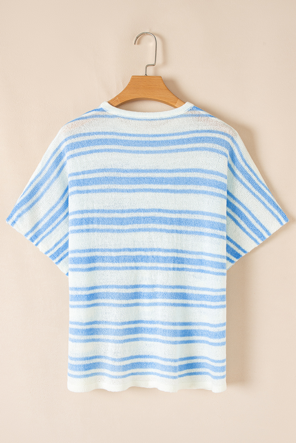 Sky Blue Stripe Boxy Fit Wide Sleeve Sweater T Shirt - loveforevers