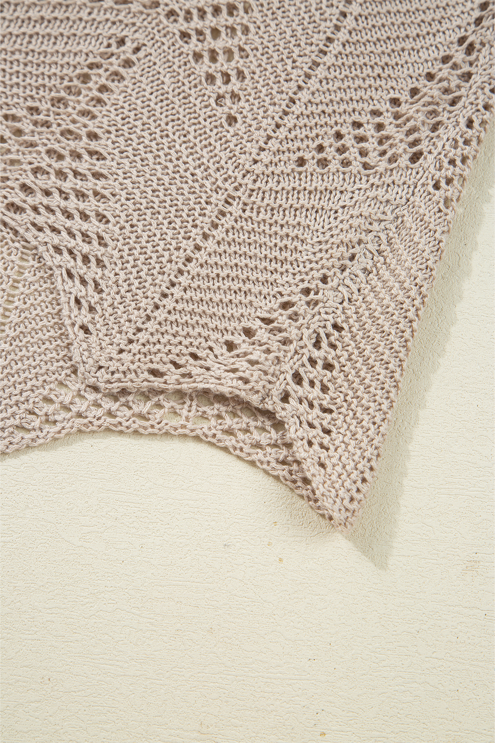 Navy Blue Hollow Out Knit 7/8 Sleeve Casual Sweater - loveforevers