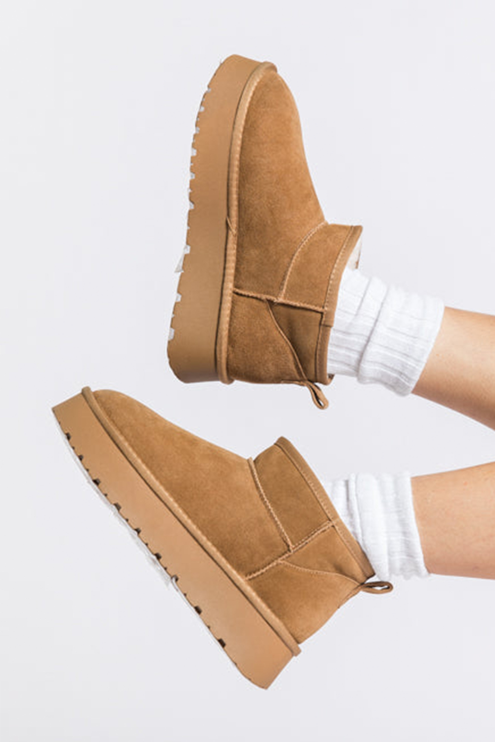 Chestnut Faux Fur Lined Suede Ankle Snow Boots - loveforevers