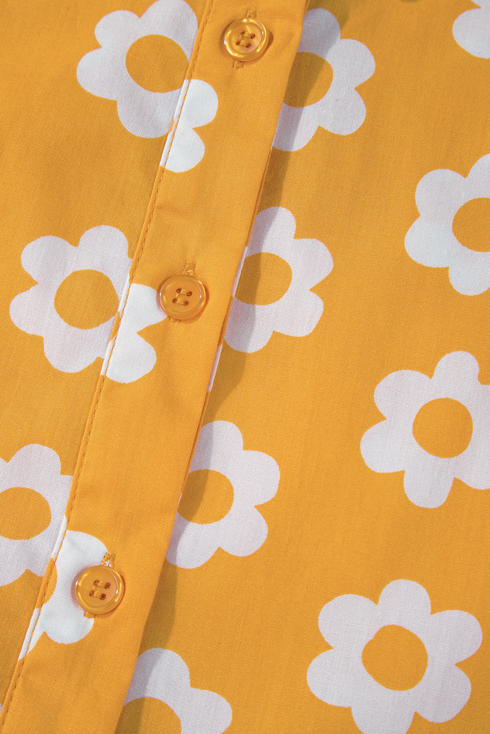 Yellow Flower Print Bracelet Sleeve Buttons Collared Maxi Dress - loveforevers