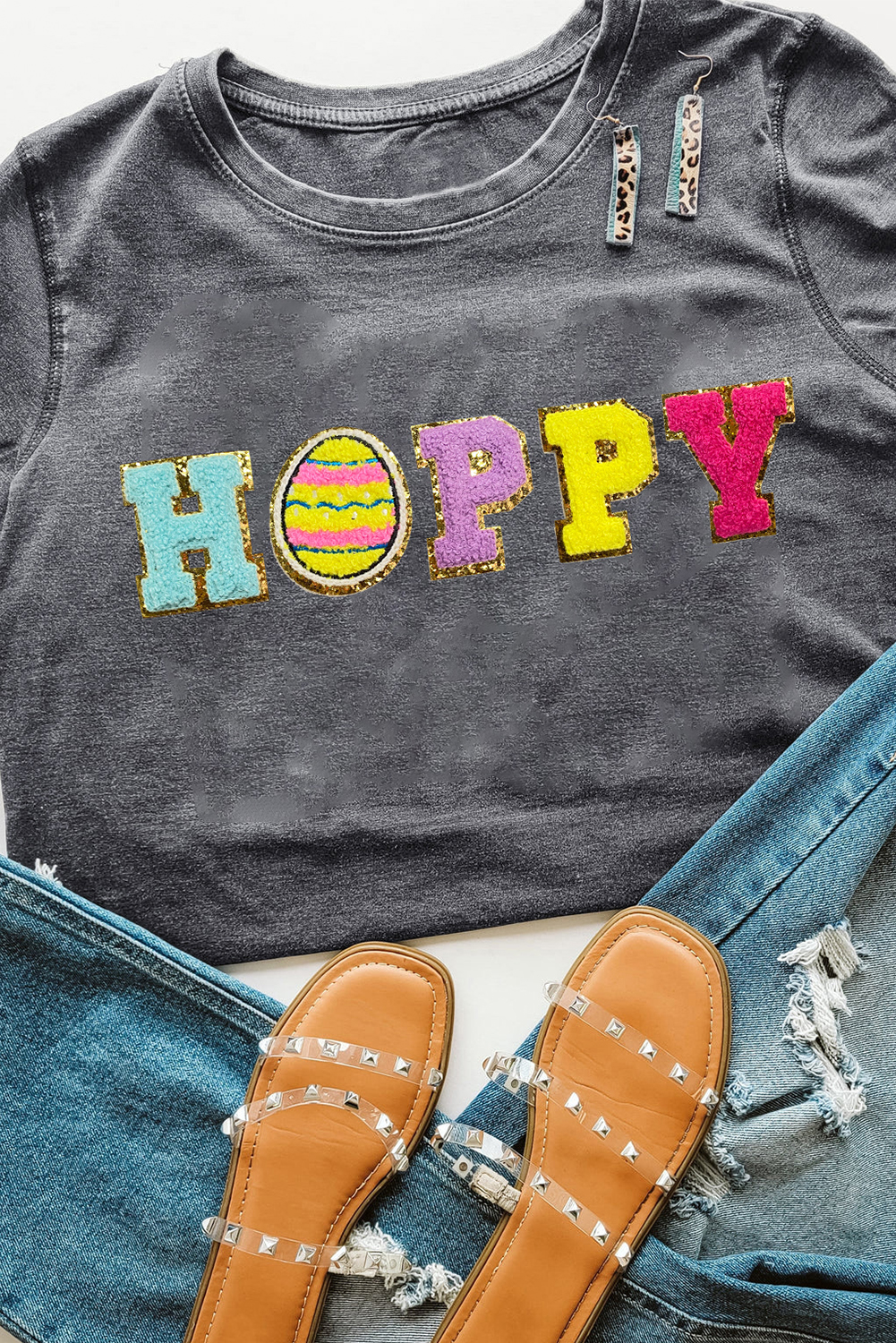 White Rabbit Bow Knot Print Crew Neck T Shirt - loveforevers
