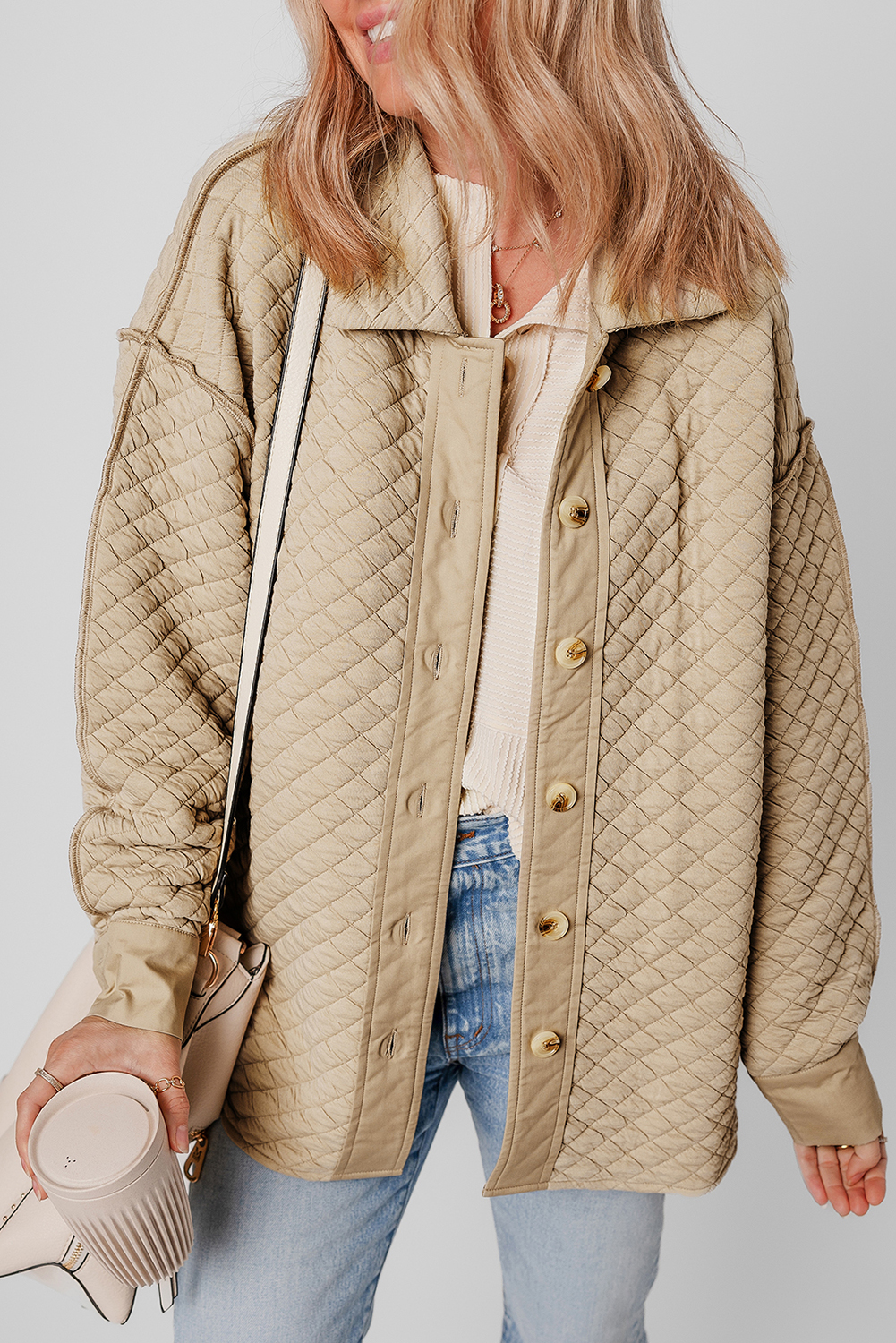 Jet Stream Solid Color Quilted Puffer Buttoned Shacket - loveforevers