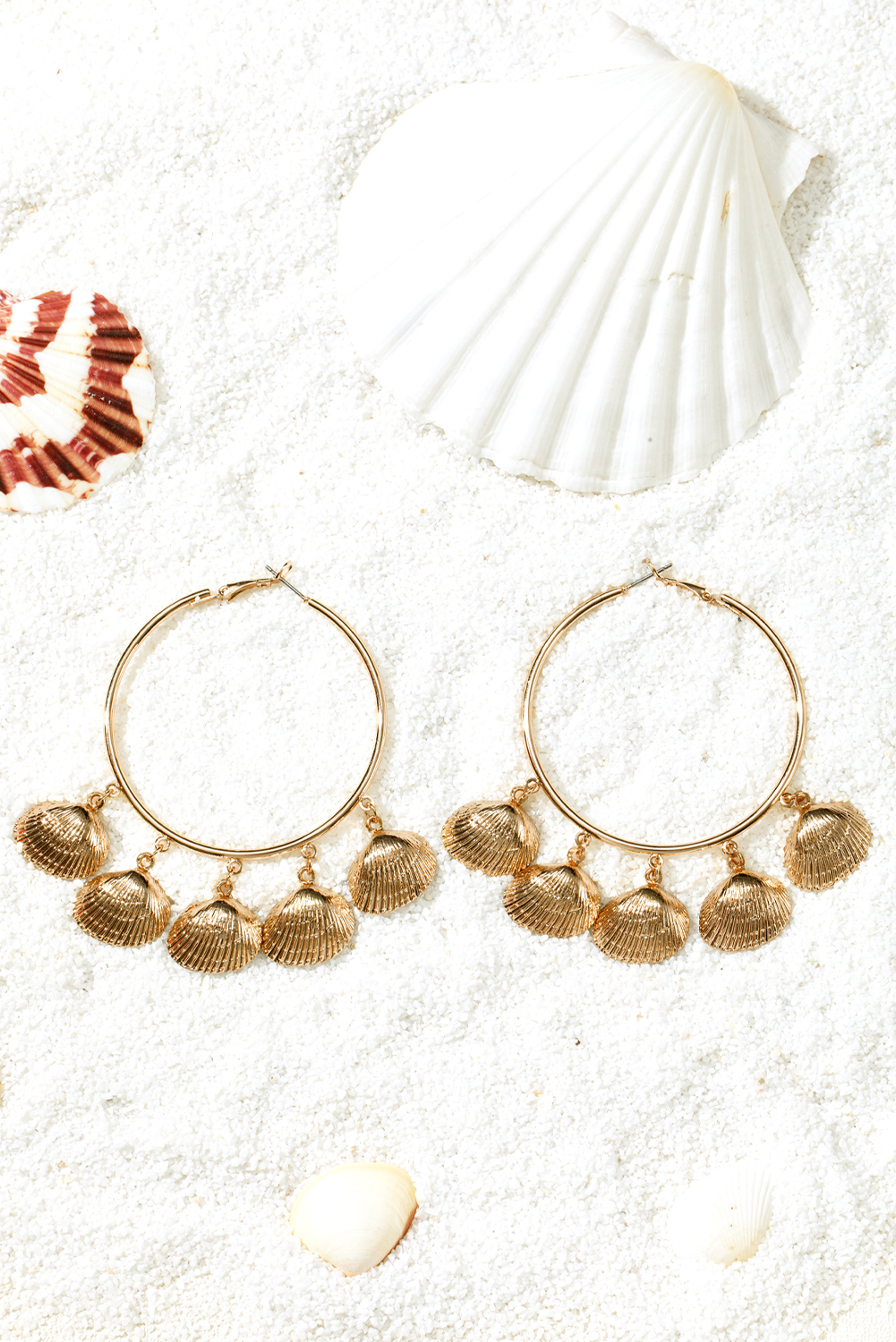 Gold Plated Alloy Bohemian Vacation Shell Hoop Earrings - loveforevers
