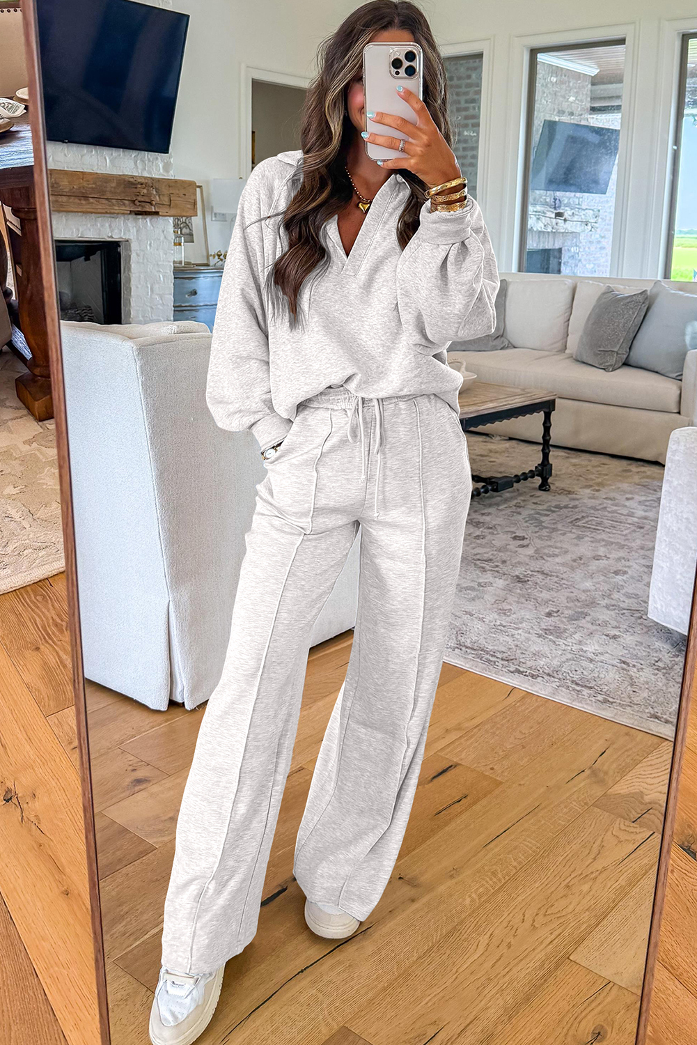 Light Grey Polo Tee Casual Pant Set - loveforevers