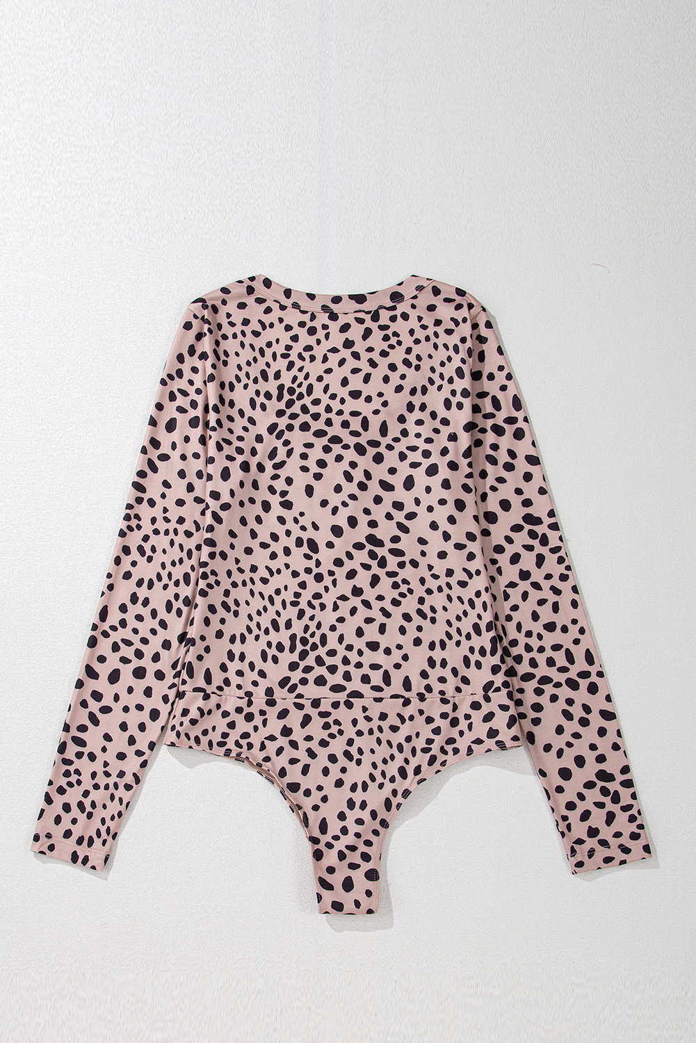 Smoke Gray Leopard Print Long Sleeve Scoop Neck Slim Fit Bodysuit - loveforevers