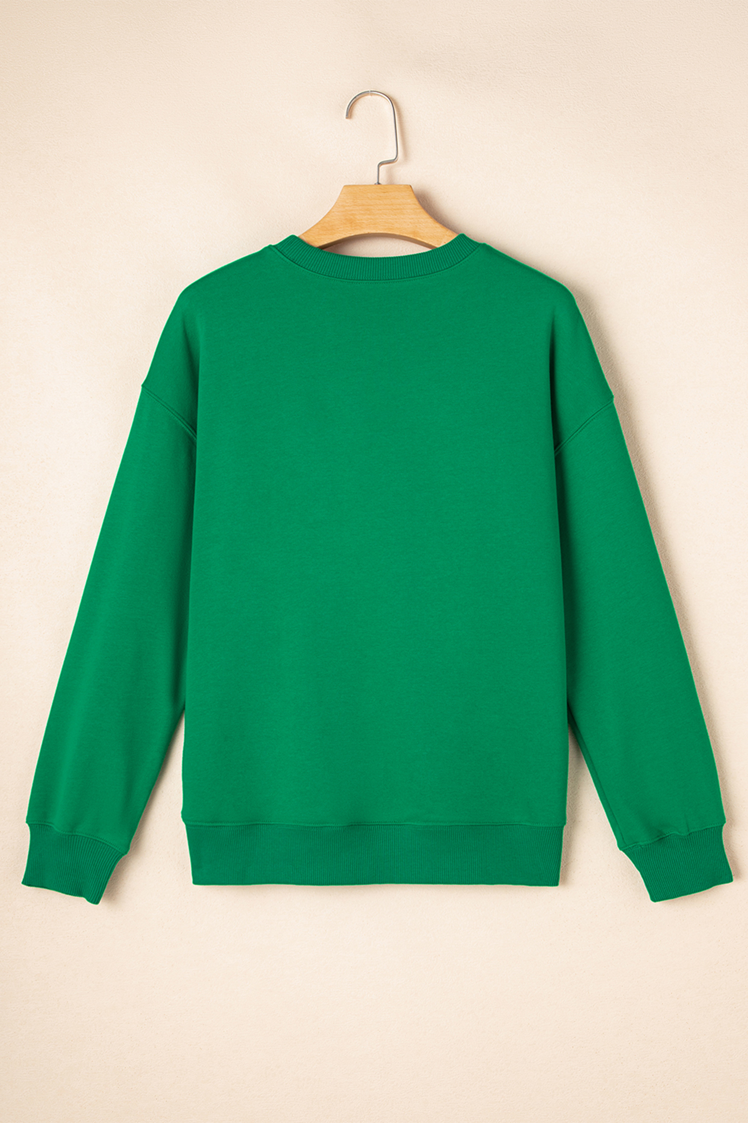 Dark Green LUCKY Clover Letter Printed Loose Pullover Sweatshirt - loveforevers