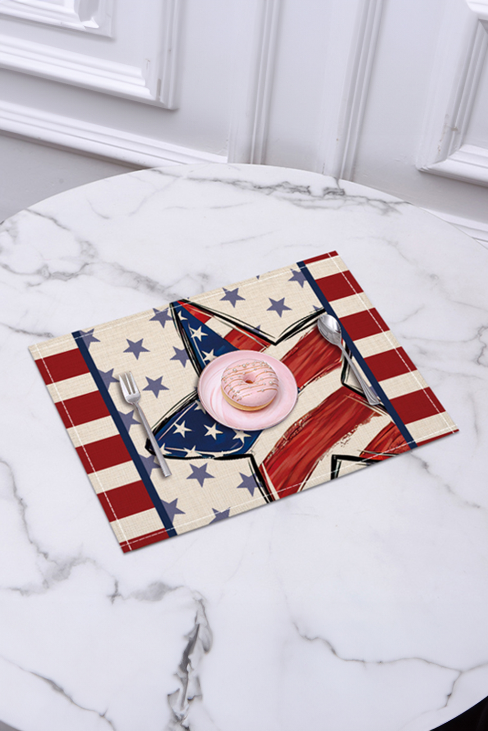 Dark Blue American Flag Inspired Big Star Stitched Placemat - loveforevers