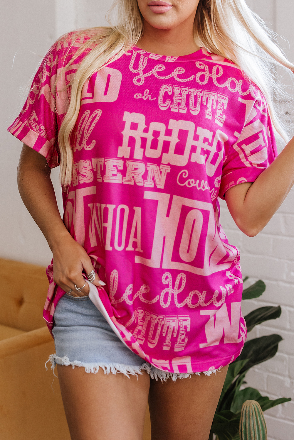 Dark Grey Howdy Cowboy Letter Printed Western Fashion Tee - loveforevers