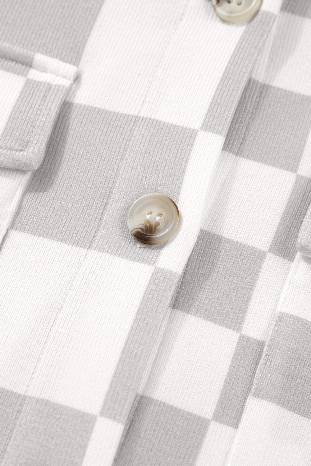 Khaki Checkerboard Flap Pocket Button Front Shacket - loveforevers