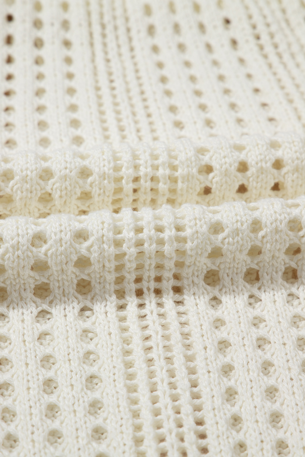 Beige Open Knit Drawstring Waist Beach Dress - loveforevers