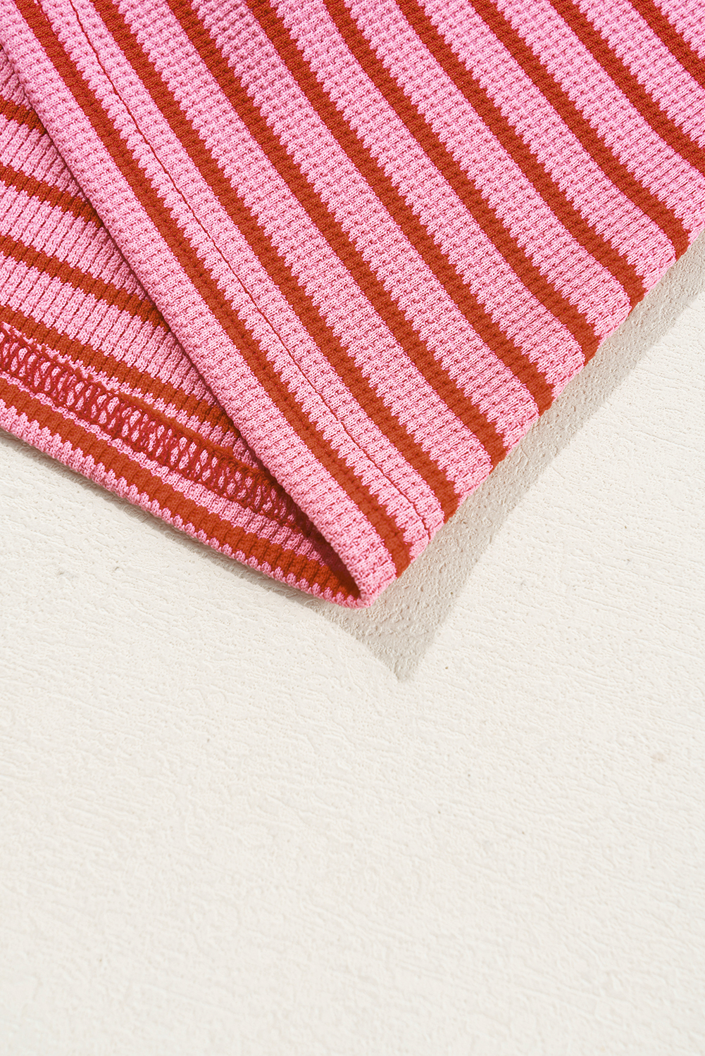 Pink Stripe Knitted Round Neck T Shirt - loveforevers