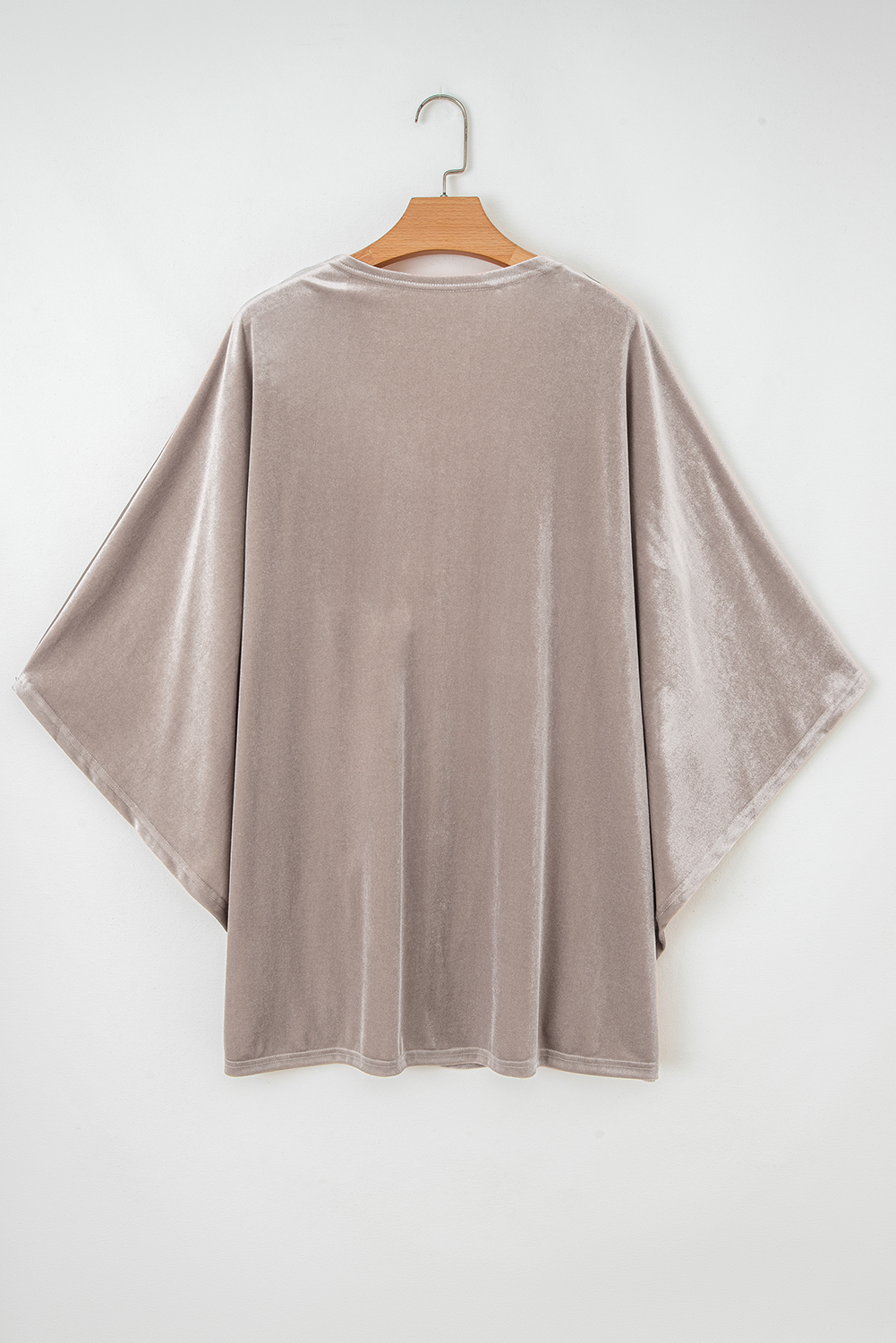 Smoke Gray 3/4 Sleeve Open Front Velvet Kimono - loveforevers