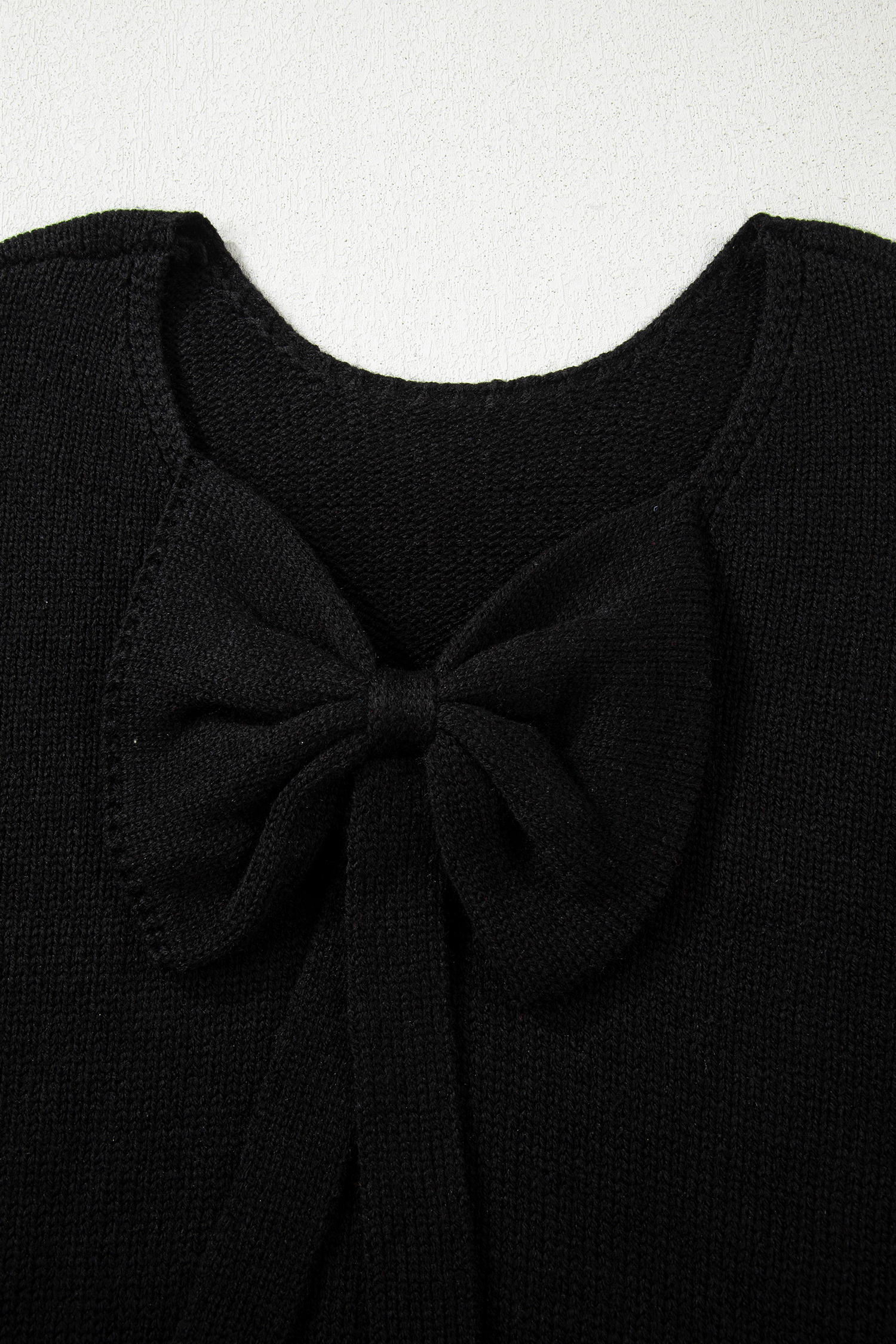 Bonbon Festive Bow Backless Bubble Sleeve Sweater - loveforevers