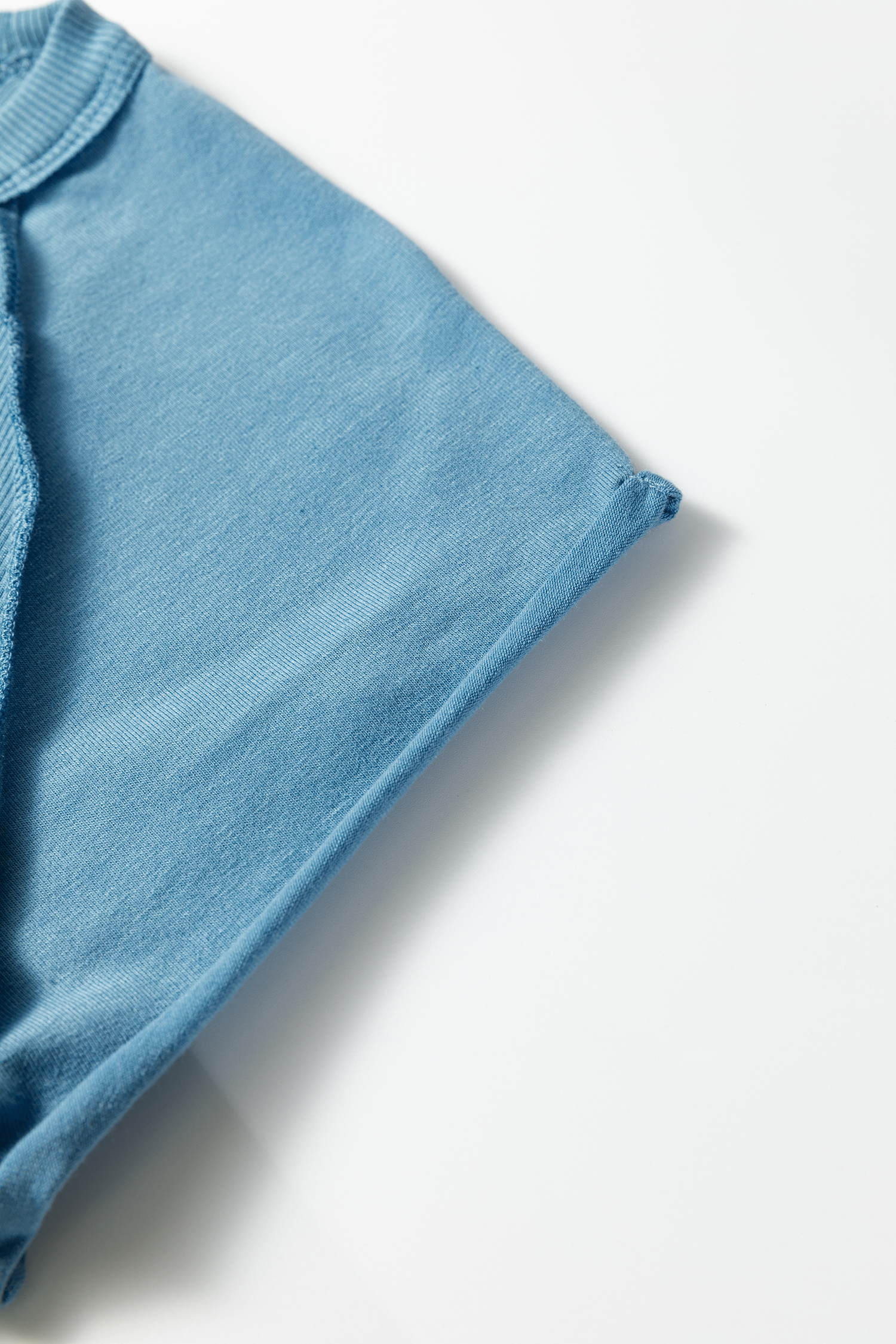 Peacock Blue Crew Neck Cap Sleeve Ribbed T Shirt - loveforevers