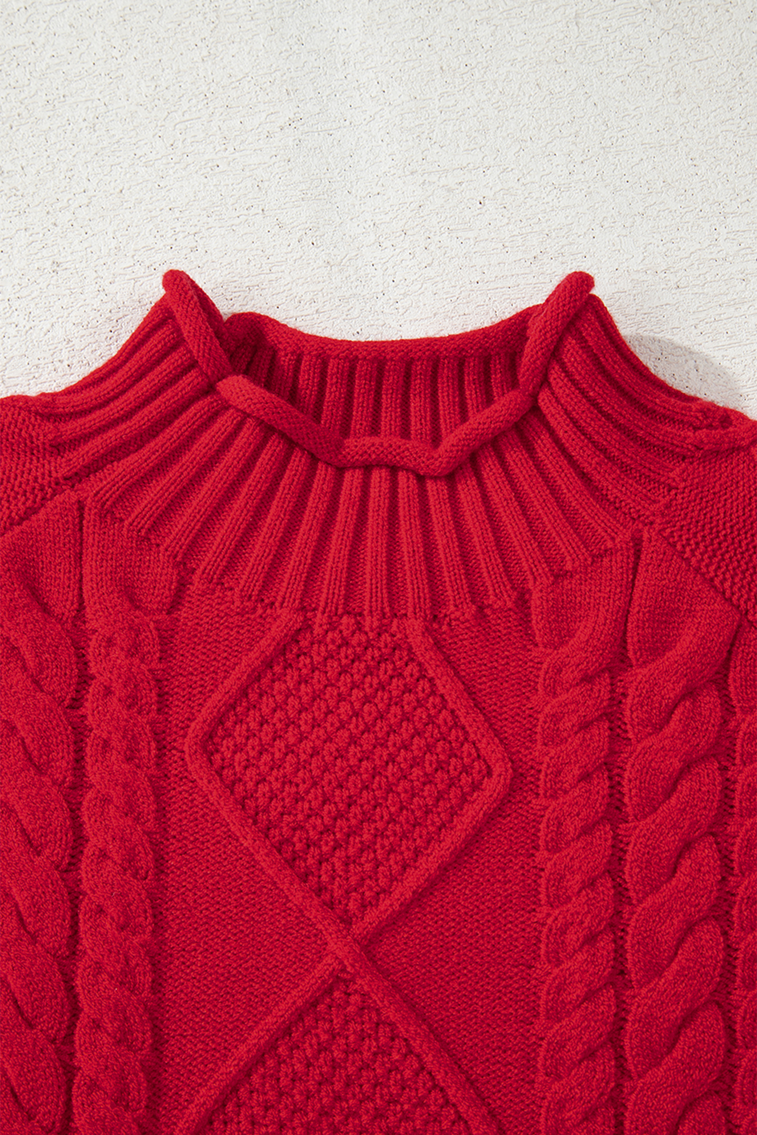 Fiery Red Cable Knit Baggy Sweater - loveforevers