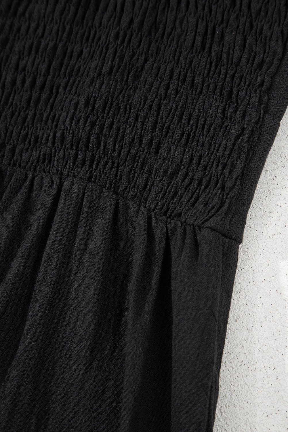 Black Front Cut Out Smocked Back Sleeveless Wide Leg Jumpsuit - loveforevers