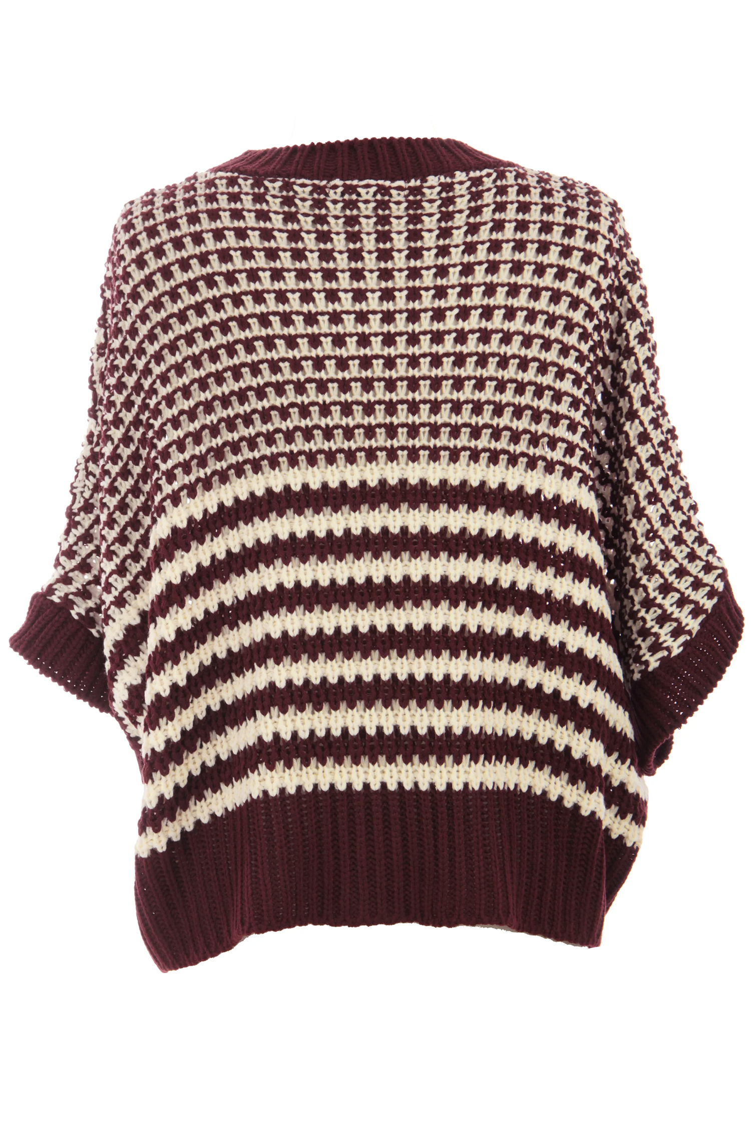 Black Stripe 3/4 Draped Sleeve Slouchy Sweater - loveforevers