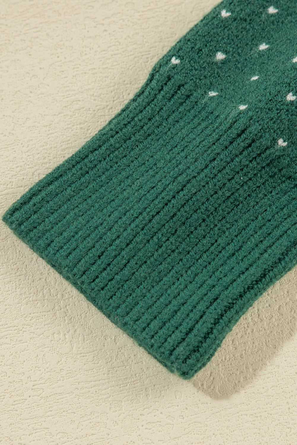 Green Christmas Snowflake Dotted Print Round Neck Sweater - loveforevers