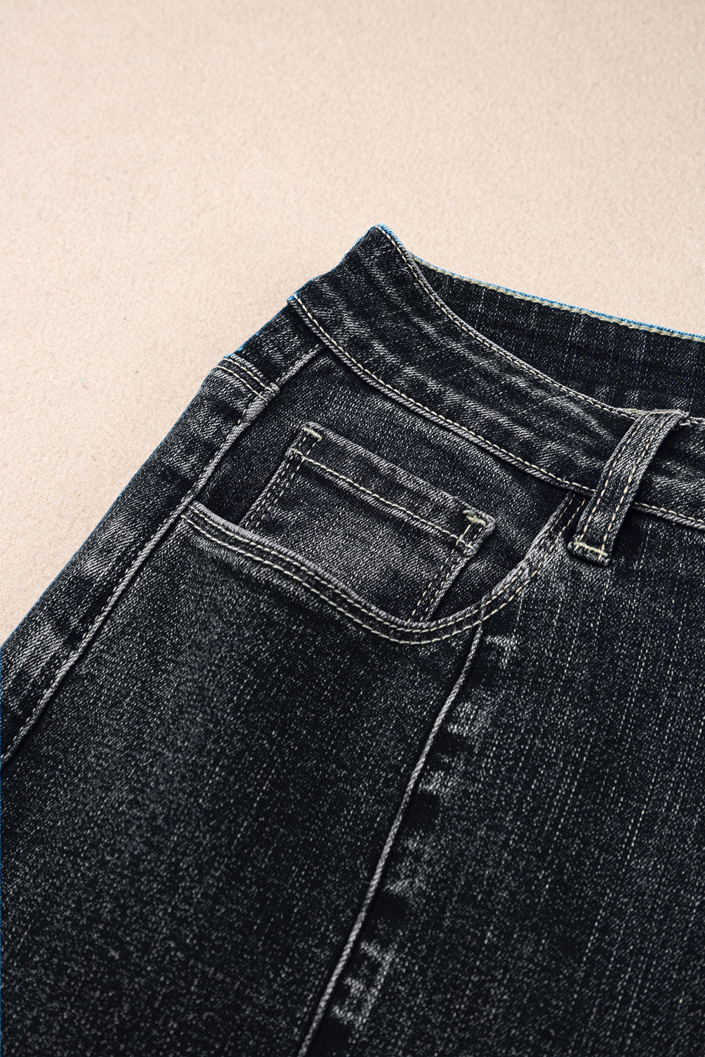 Black Plain Seam Detail Flared Bottom Ankle Length Jeans - loveforevers