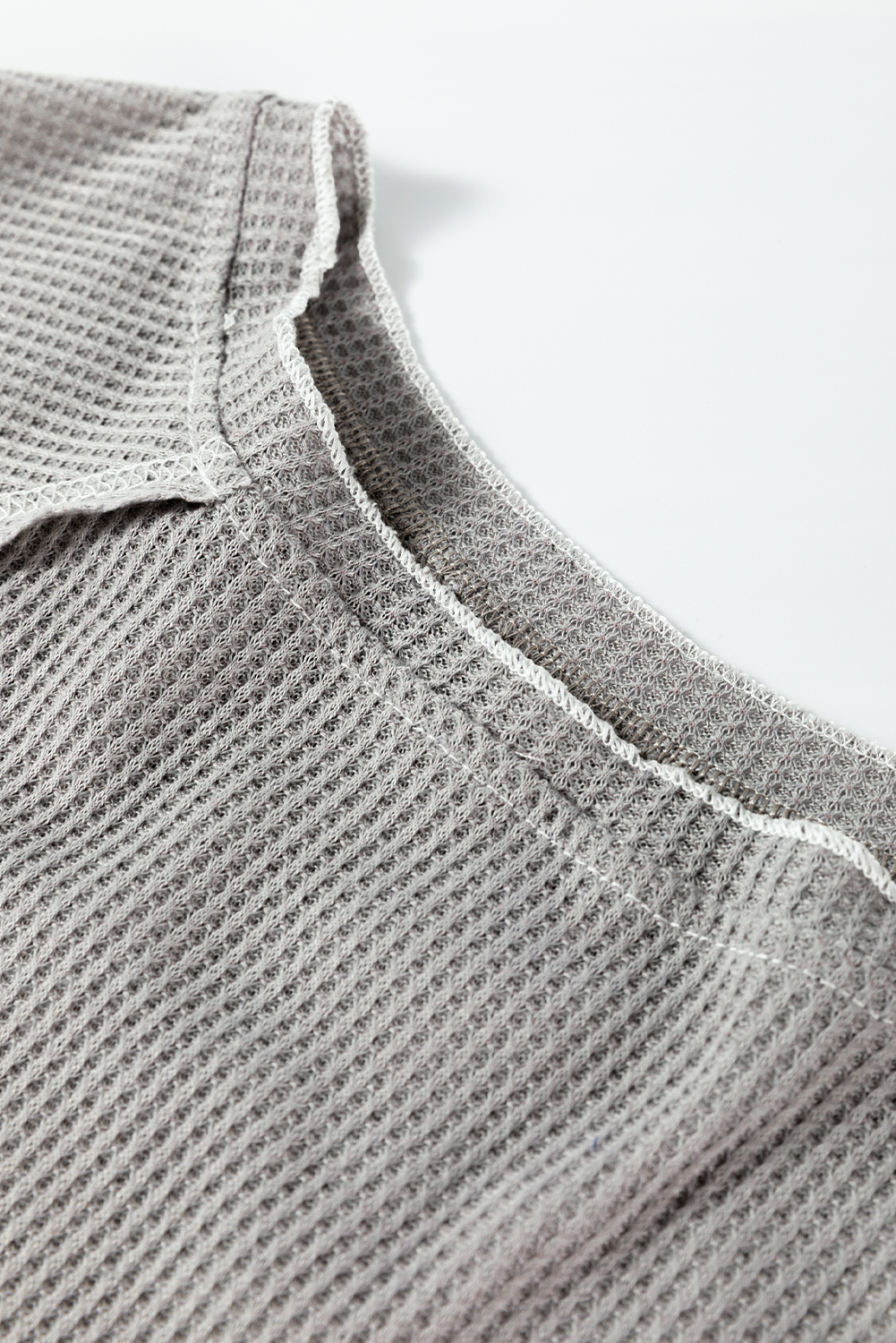 Smoke Gray Textured Round Neck Long Sleeve Top - loveforevers