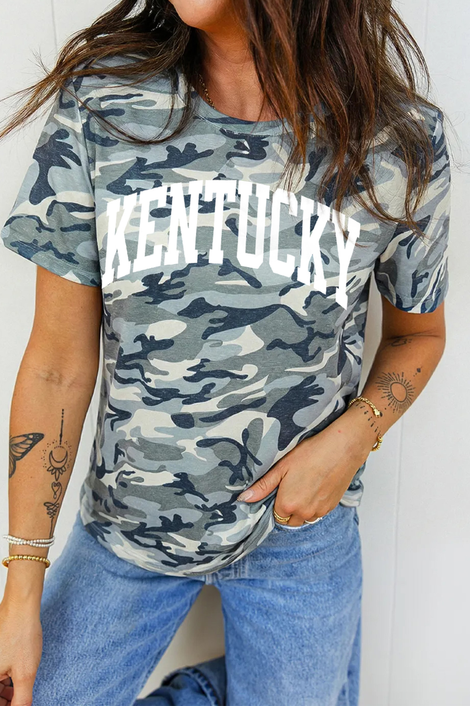 Green Camouflage KENTUCKY Crew Neck Summer Top - loveforevers
