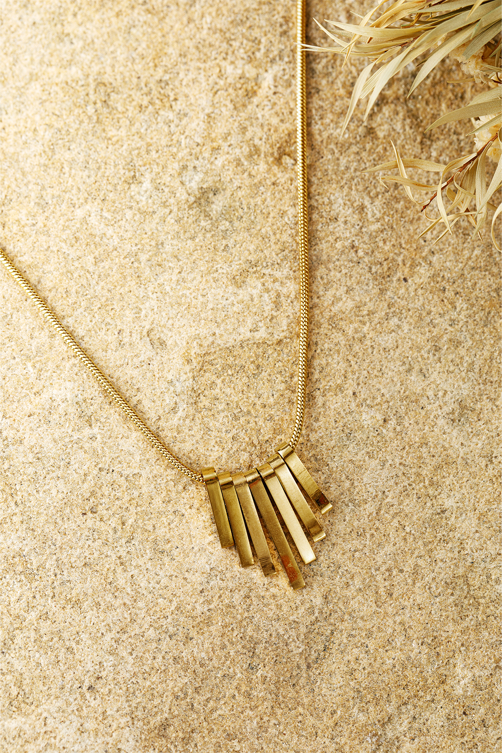 Gold Asymmetric Bar Pendant Plated Alloy Necklace - loveforevers